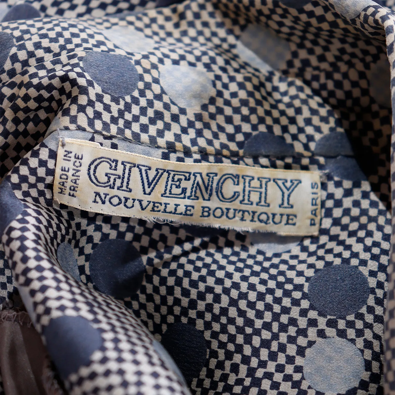1970s Givenchy Grey Dot Silk Long Sleeve Blouse