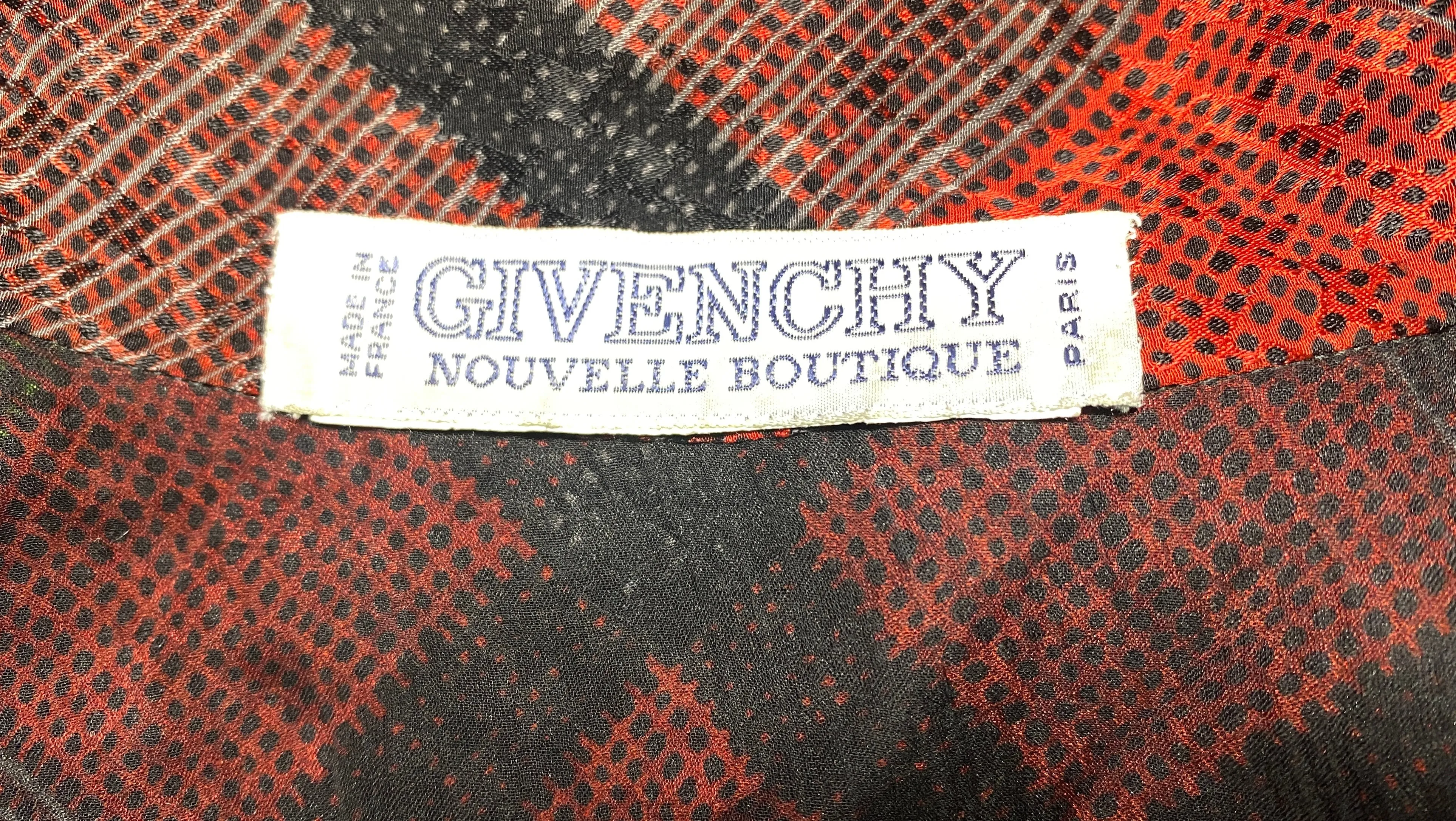 1970s Givenchy Novelle Boutique Red and Green Plaid Blouse