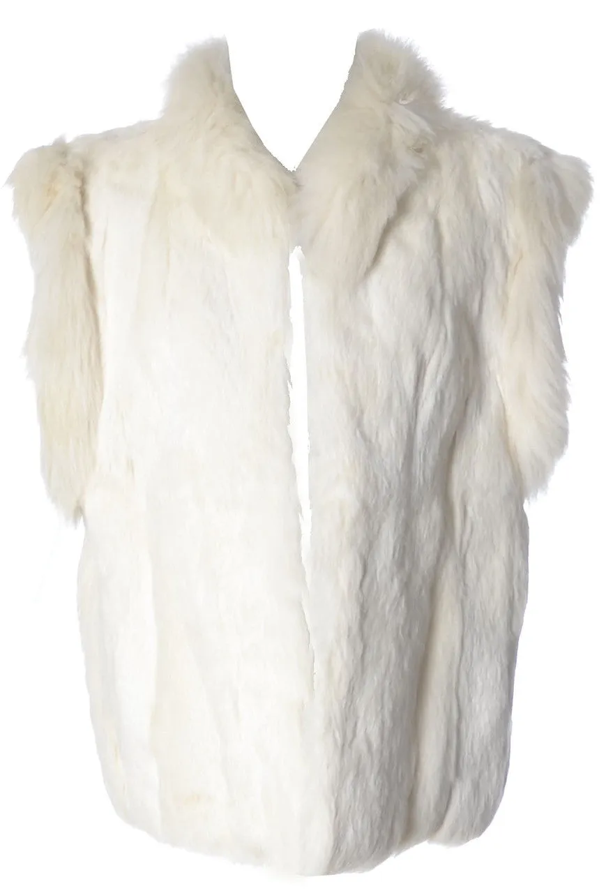 1980's Vintage Luxuriously Soft White Rabbit Fur Vest