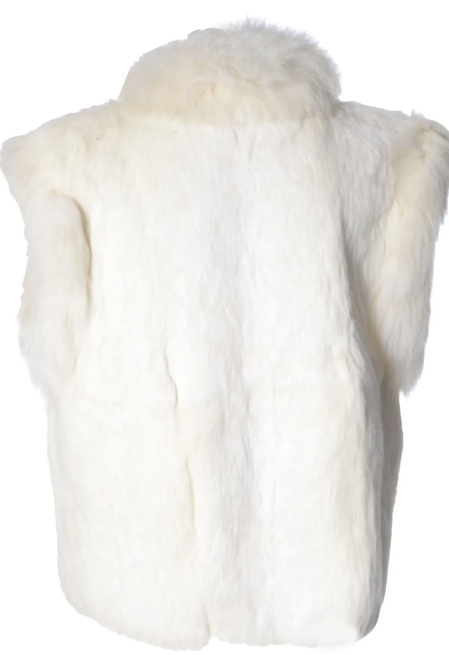 1980's Vintage Luxuriously Soft White Rabbit Fur Vest