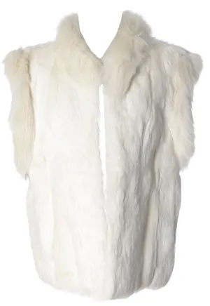 1980's Vintage Luxuriously Soft White Rabbit Fur Vest