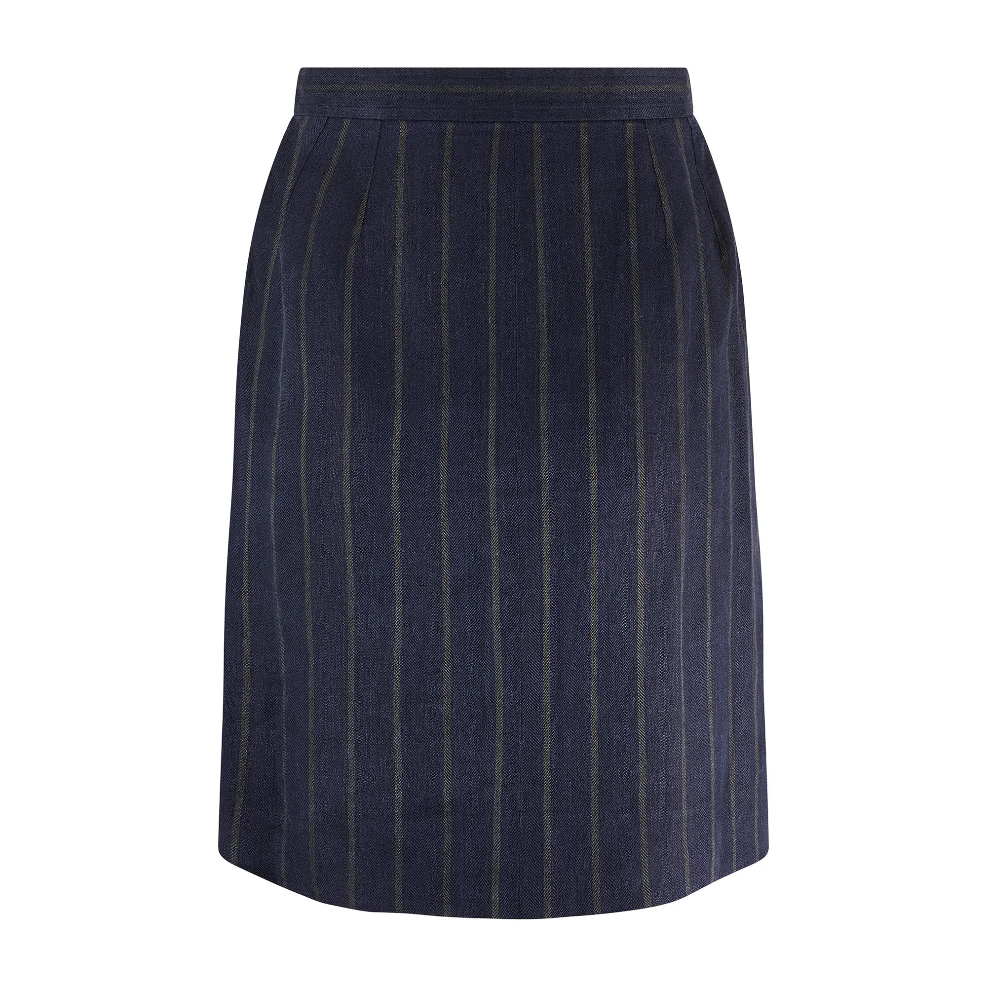 1999 Runway Alber Elbaz for Saint Laurent Navy Pinstripe Skirt Suit