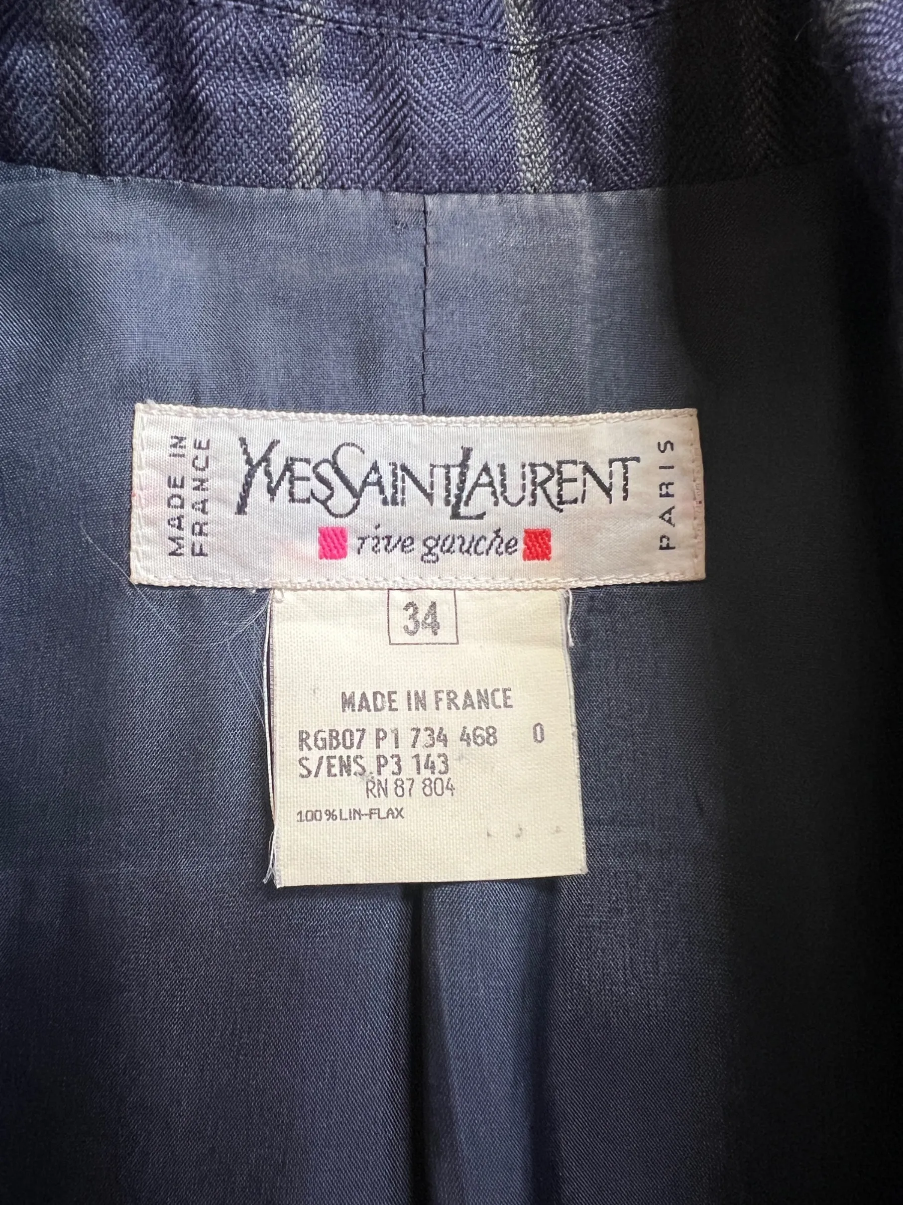 1999 Runway Alber Elbaz for Saint Laurent Navy Pinstripe Skirt Suit