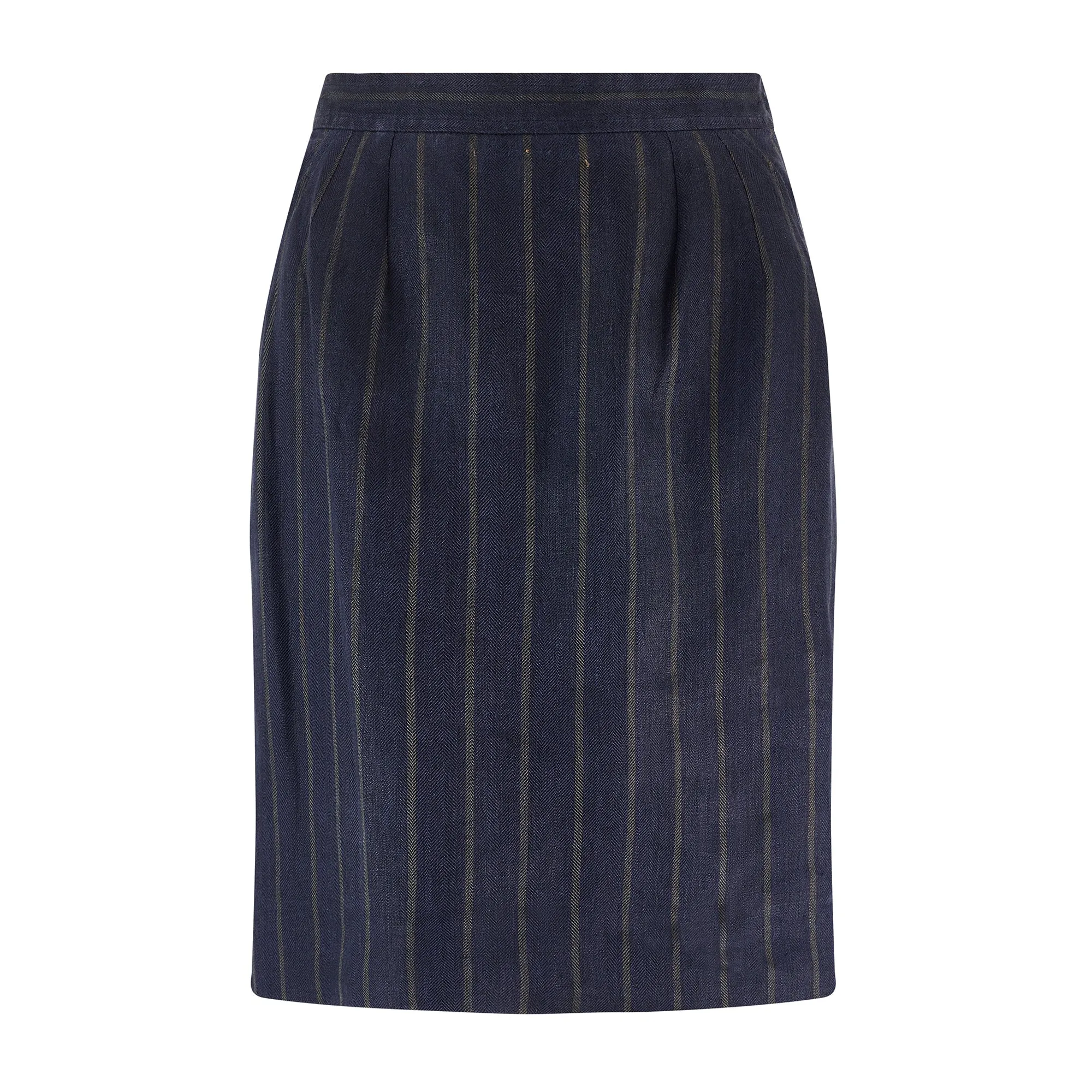1999 Runway Alber Elbaz for Saint Laurent Navy Pinstripe Skirt Suit