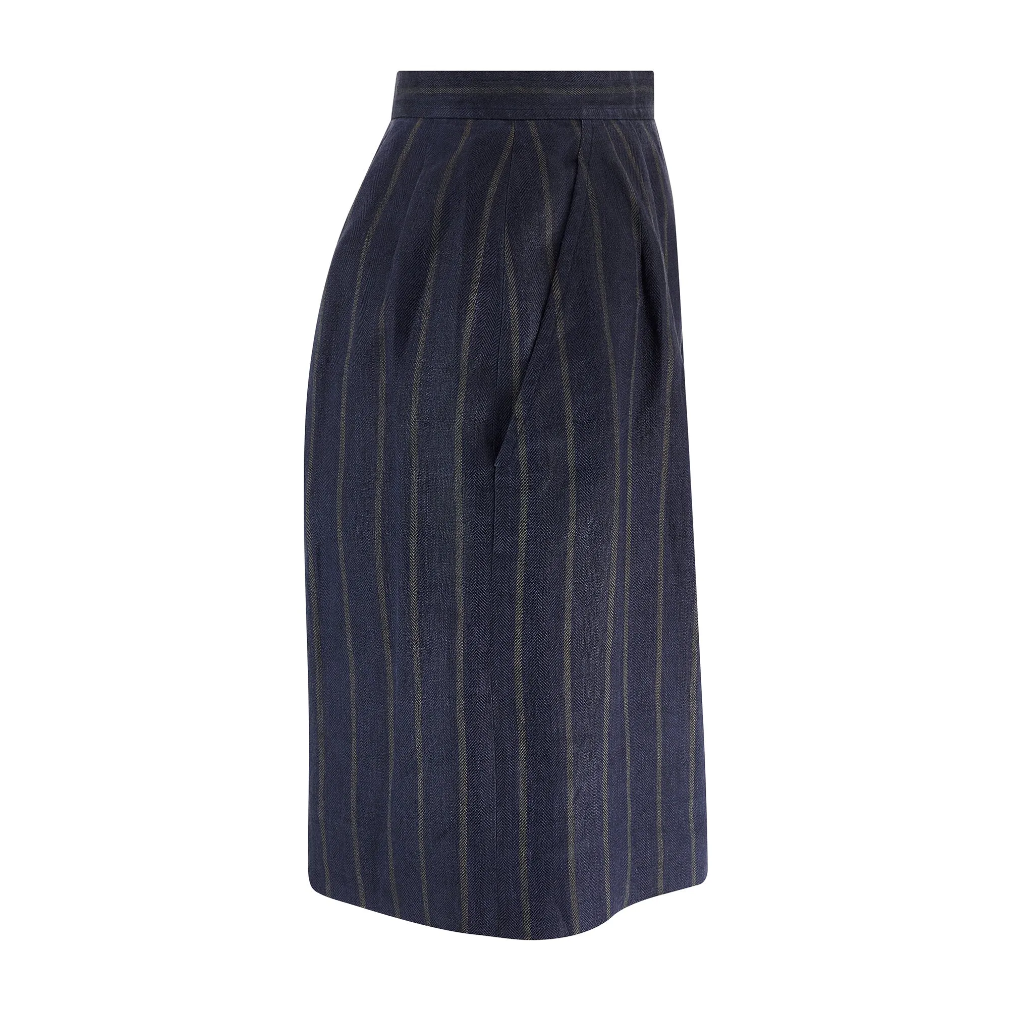 2000 Runway Alber Elbaz for Saint Laurent Navy Pinstripe Skirt Suit