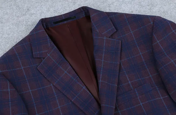(48S) Slim Fit Blazer Glen Plaid in Blue
