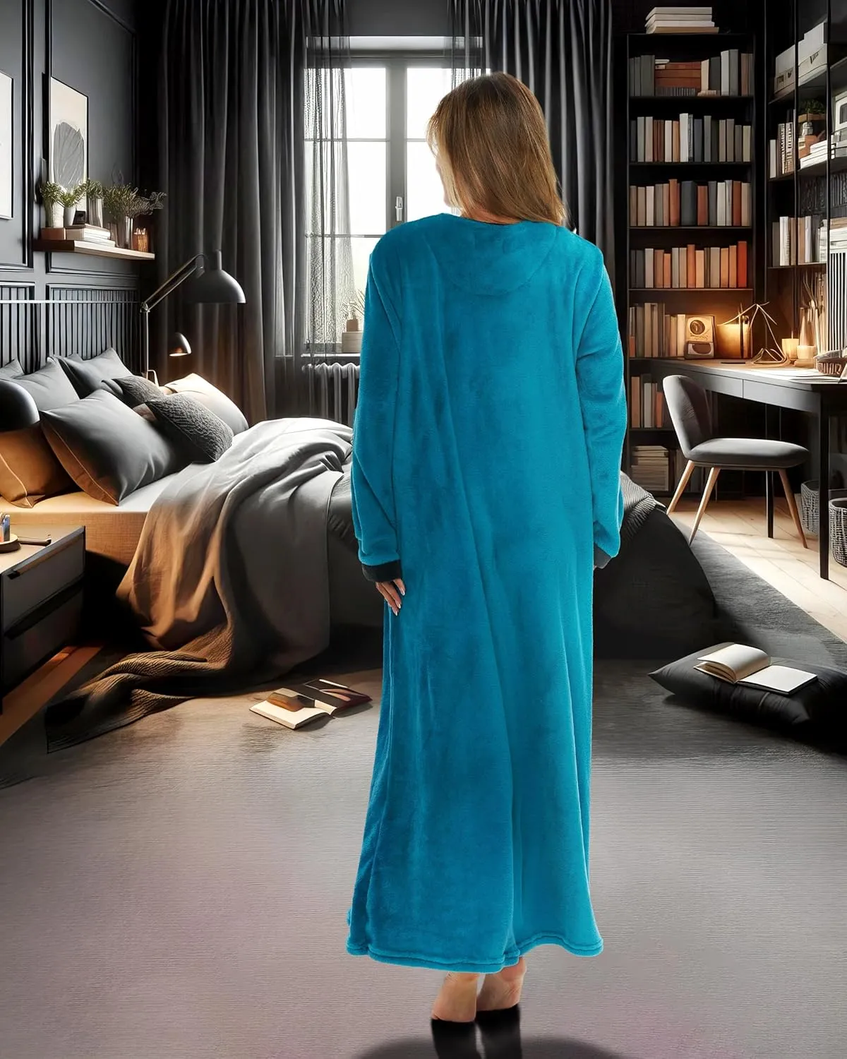 Alexander Del Rossa Fleece Nightgowns for Women Long Sleeve, Womens Nightgowns Long Sleeve - Solid and Flannel Plaid