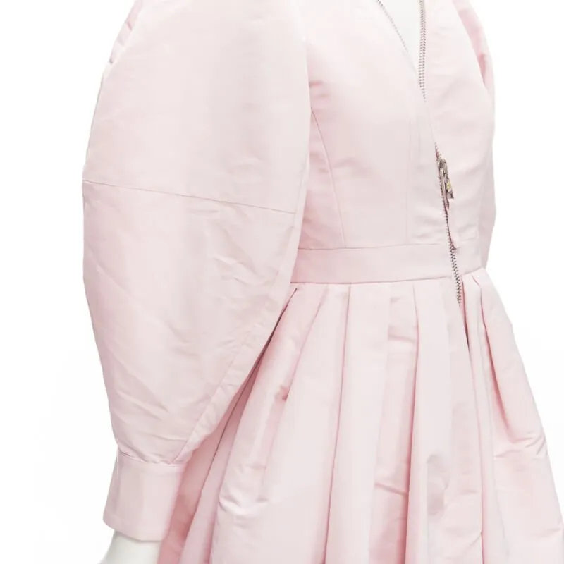 ALEXANDER MCQUEEN faille light pink ballon sleeve technical dress IT38 XS