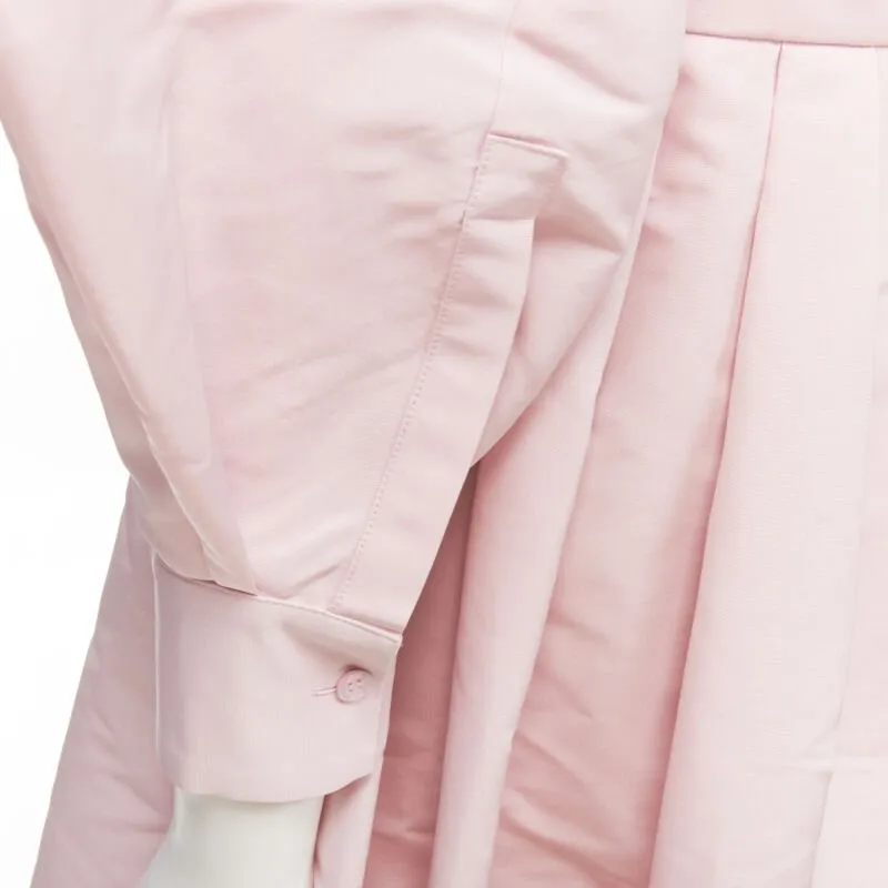 ALEXANDER MCQUEEN faille light pink ballon sleeve technical dress IT38 XS