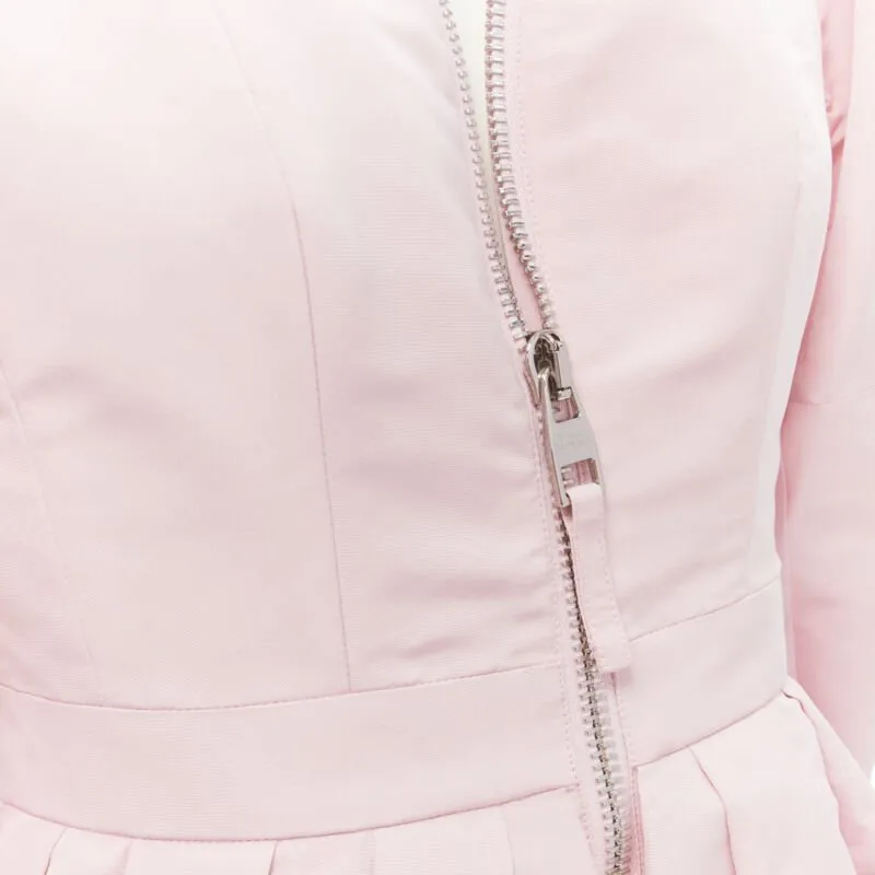 ALEXANDER MCQUEEN faille light pink ballon sleeve technical dress IT38 XS