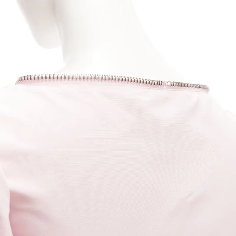 ALEXANDER MCQUEEN faille light pink ballon sleeve technical dress IT38 XS