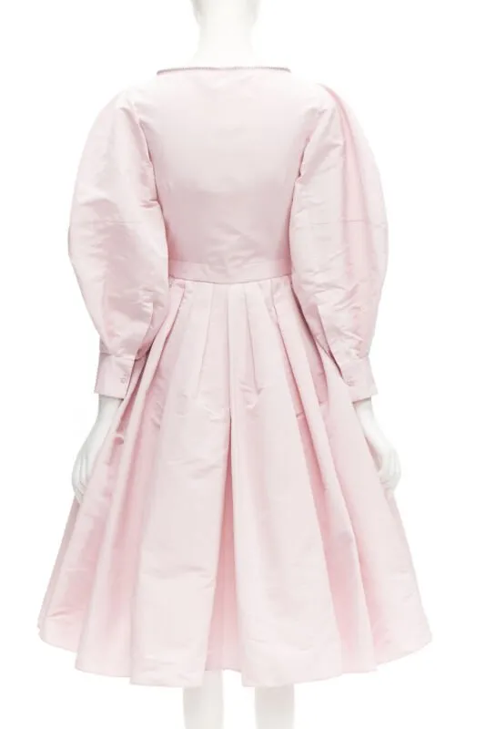 ALEXANDER MCQUEEN faille light pink ballon sleeve technical dress IT38 XS