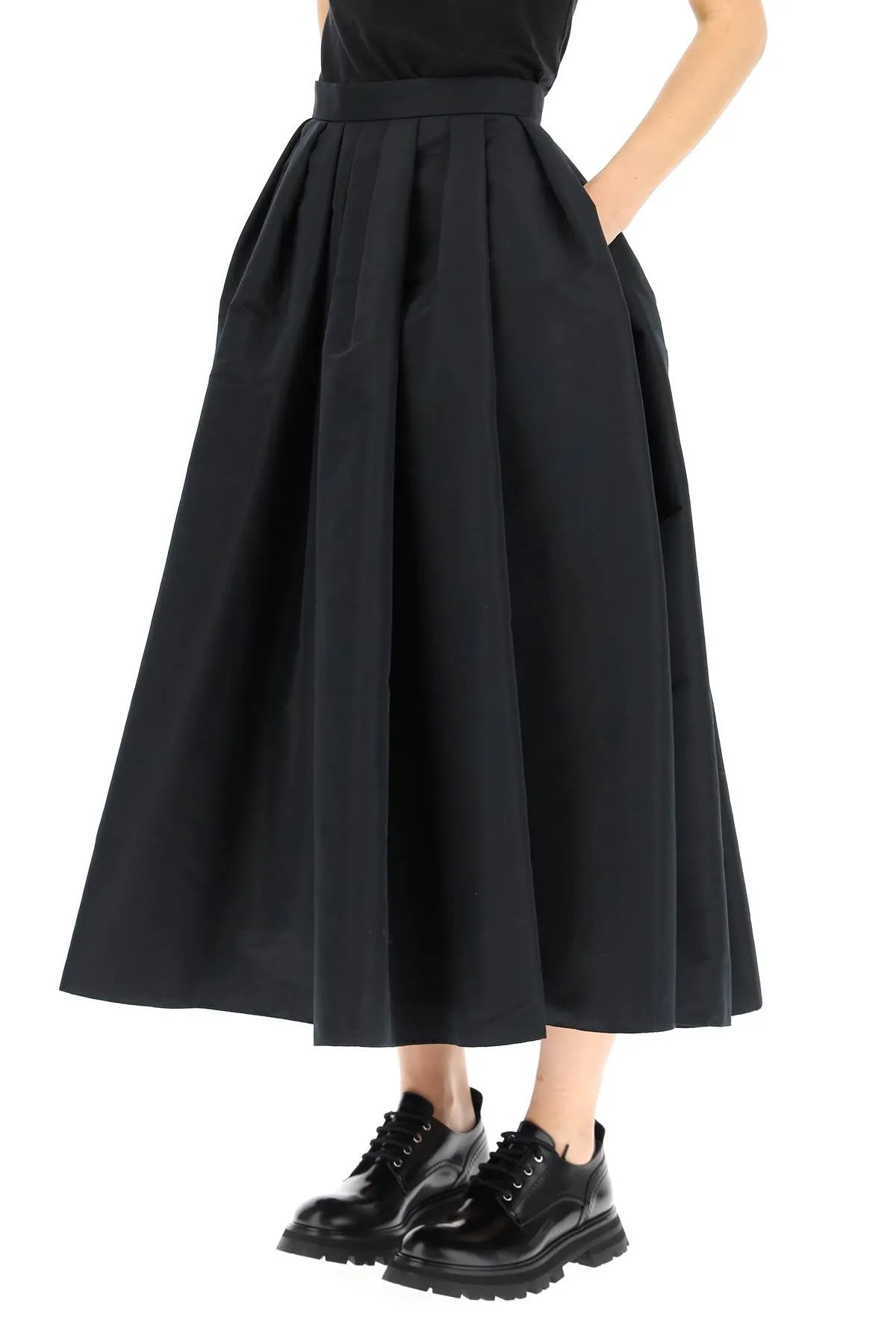 Alexander McQueen High-Waisted Pleated Midi Skirt