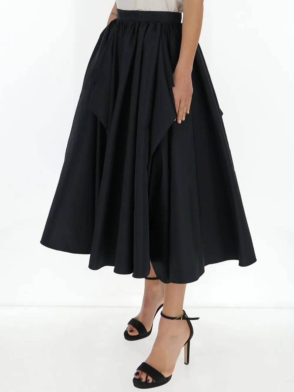 Alexander McQueen Pleated Flared Midi Skirt