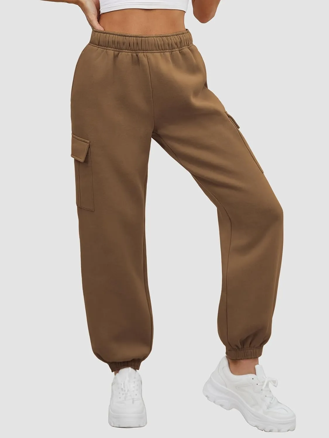 ATHMILE Womens Cargo Sweatpants Oversized Fleece Joggers Fall Fashion Outfits Y2k Clothes 2024 with Pockets