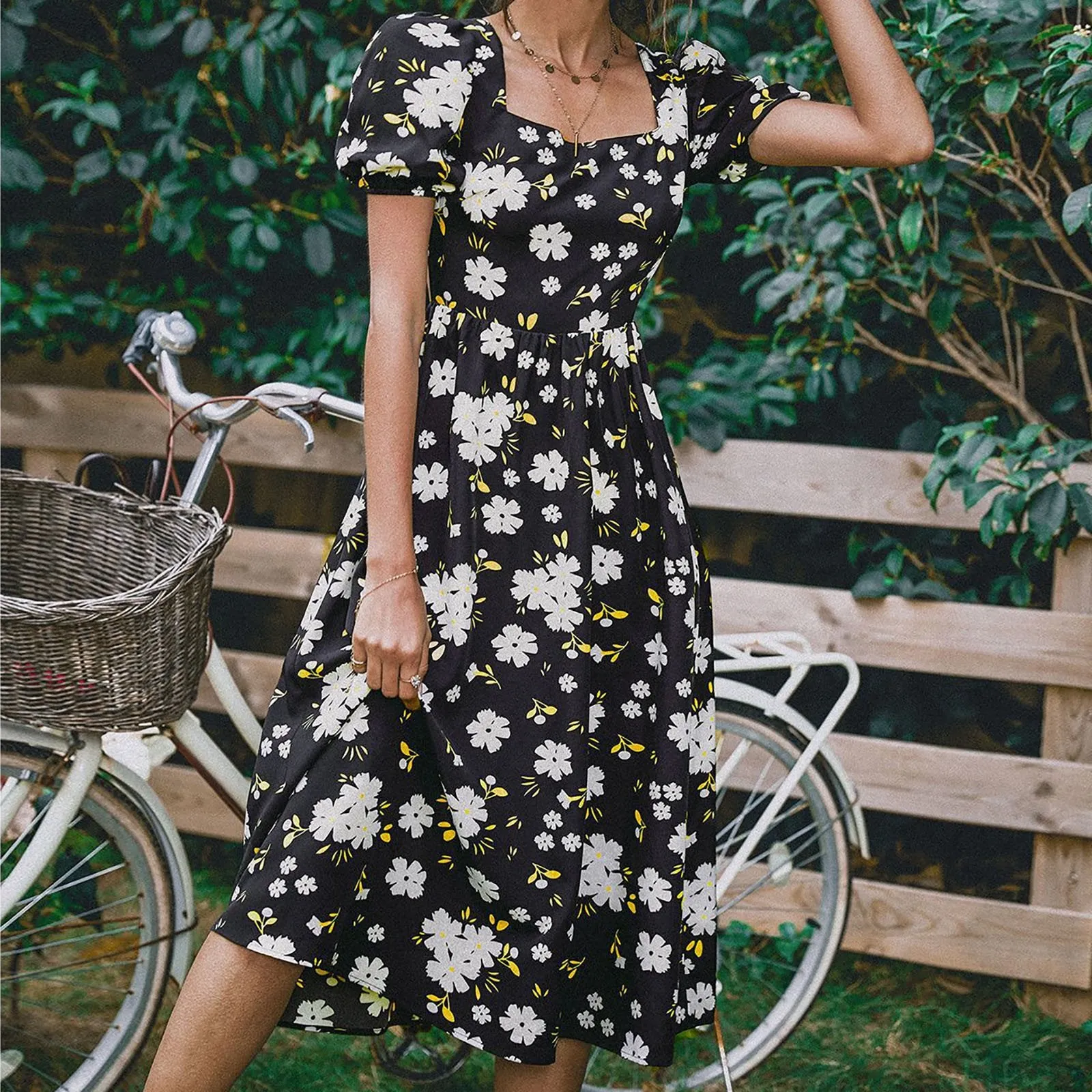 Backless Floral Midi Dress