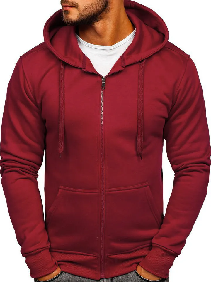 Black Zip Up Hoodie Men 'S Solid Color Hooded Cardigan Men 'S Sweater Youth Sports Jacket
