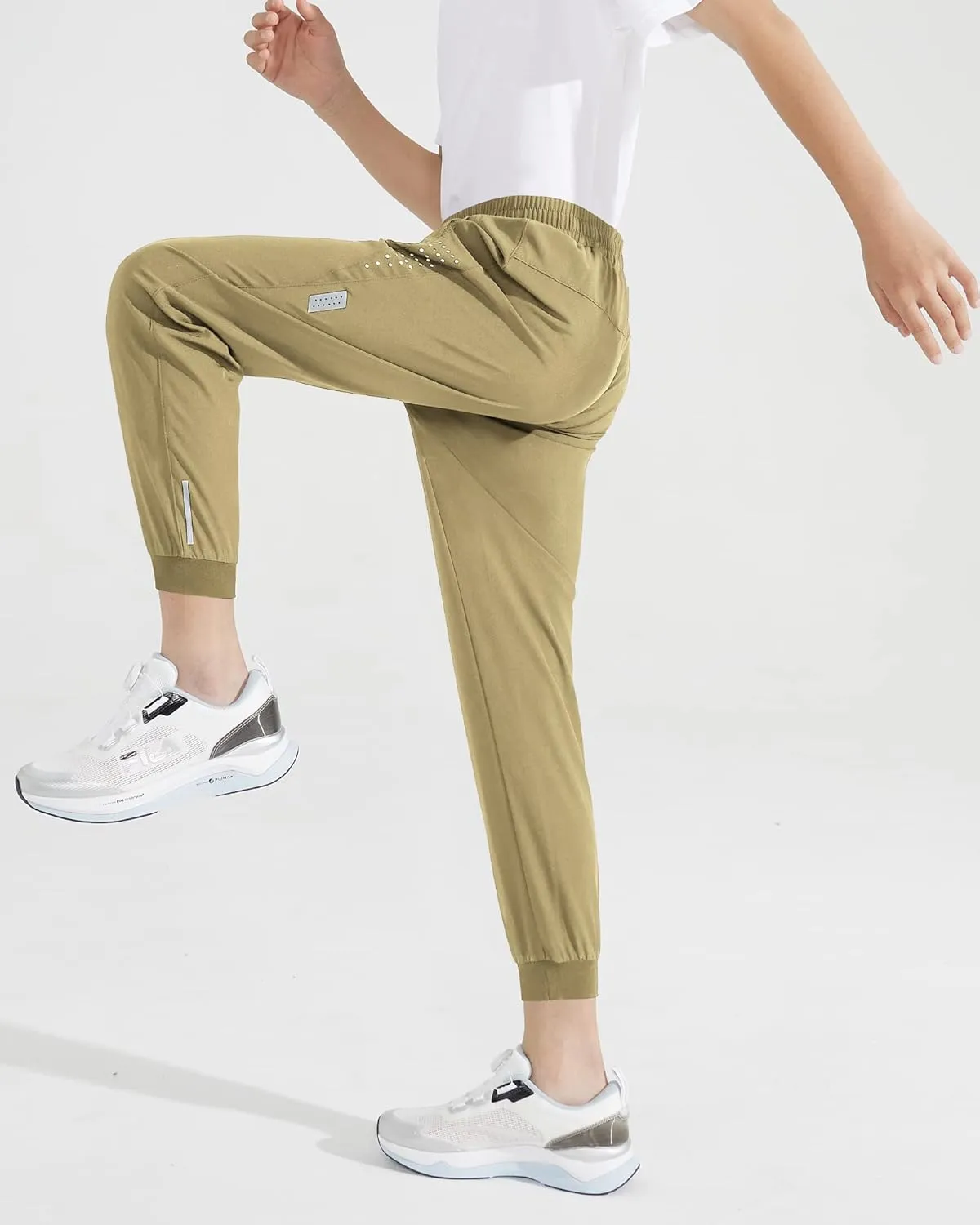 Boys Lightweight Jogger Pants Youth Kids Quick Dry Hiking Pants Active Athletic Pants with Zipper Pockets