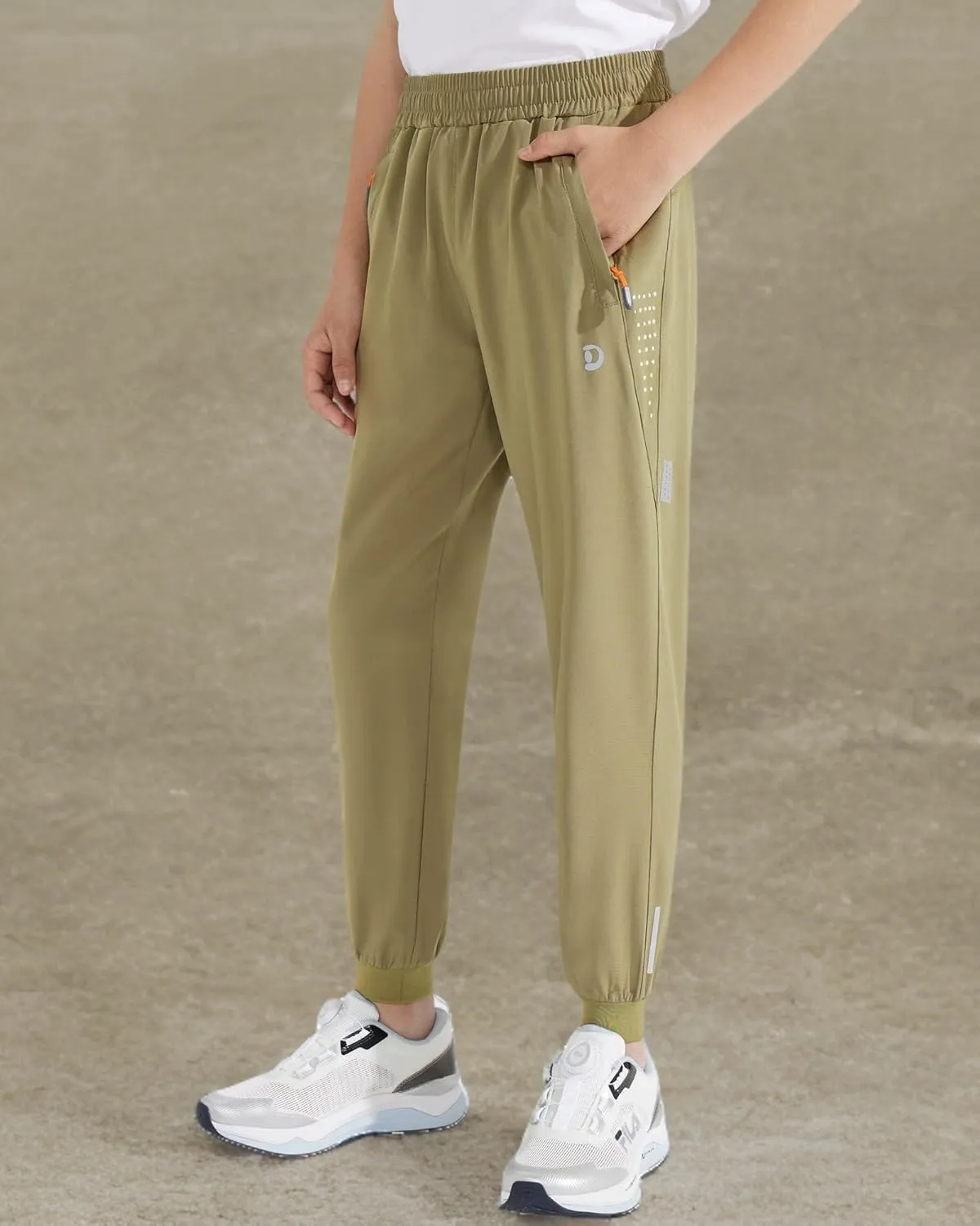 Boys Lightweight Jogger Pants Youth Kids Quick Dry Hiking Pants Active Athletic Pants with Zipper Pockets