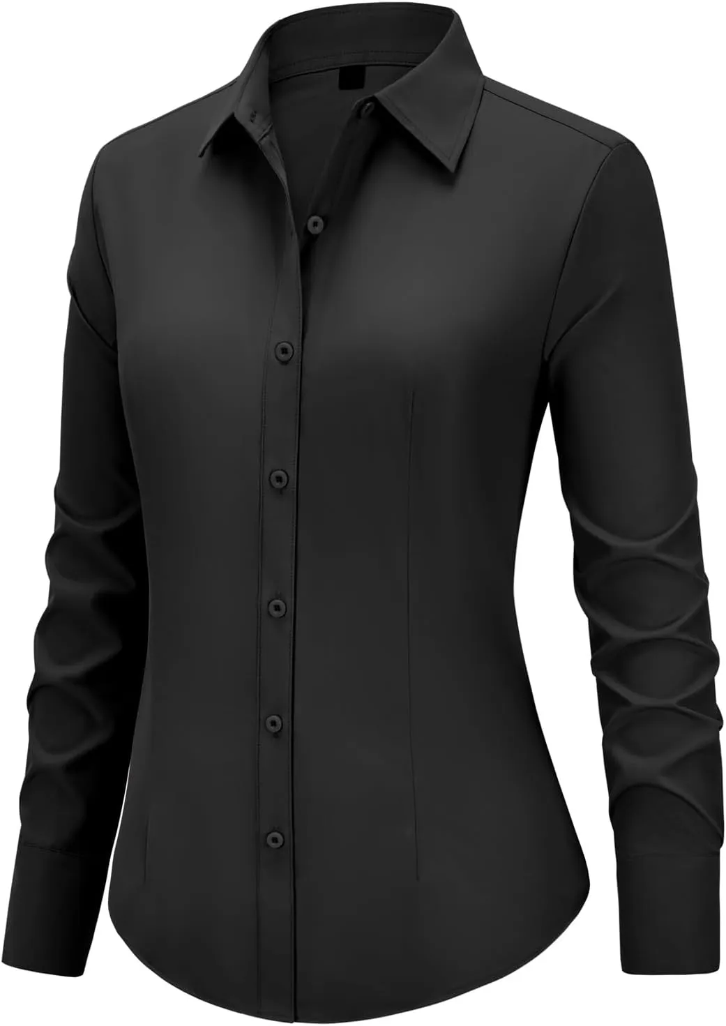 Button Down Shirts for Women Long Sleeve Dress Shirts Slim Fit Wrinkle Free Collared Blouse Work Office Blouse Tops
