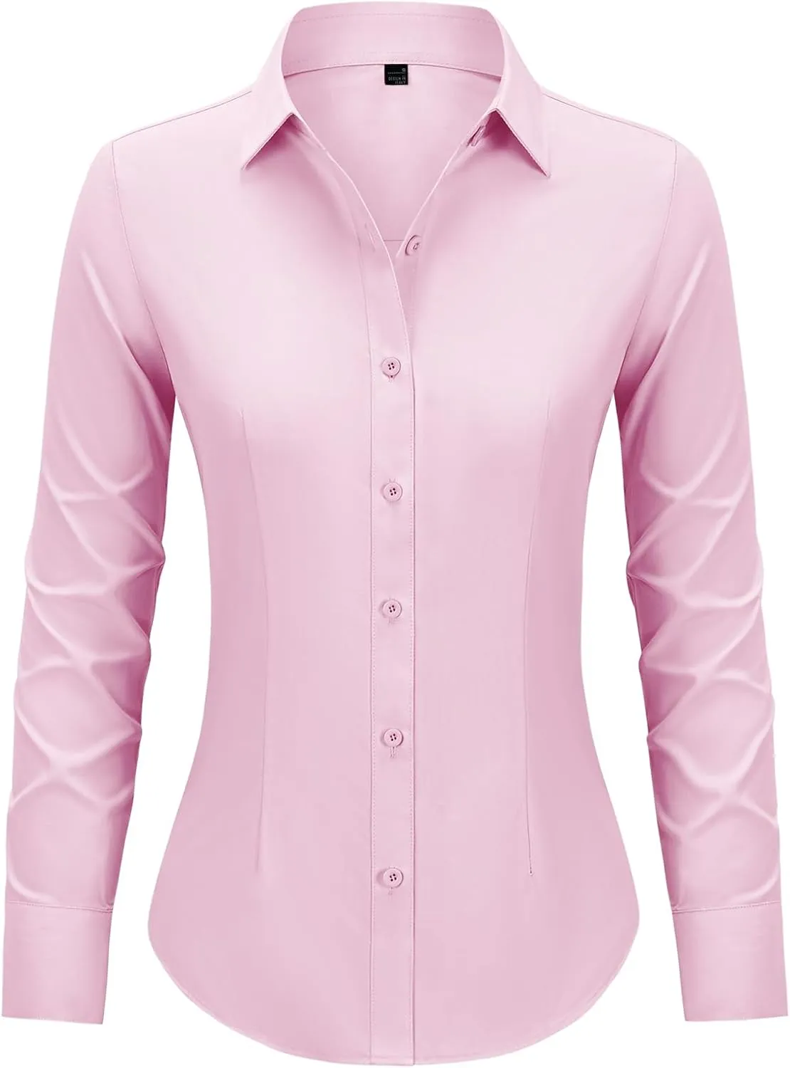 Button Down Shirts for Women Long Sleeve Dress Shirts Slim Fit Wrinkle Free Collared Blouse Work Office Blouse Tops