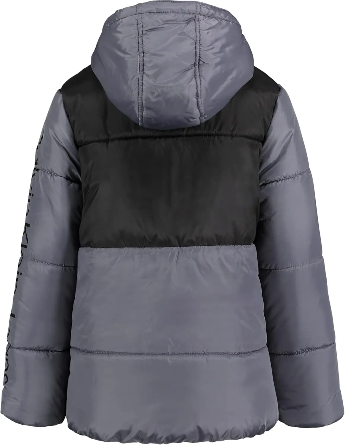 Calvin Klein Boys' Heavy Weight Hooded Bubble Jacket with Polar Fleece Lining