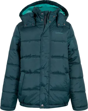 Calvin Klein Boys' Heavy Weight Hooded Bubble Jacket with Polar Fleece Lining