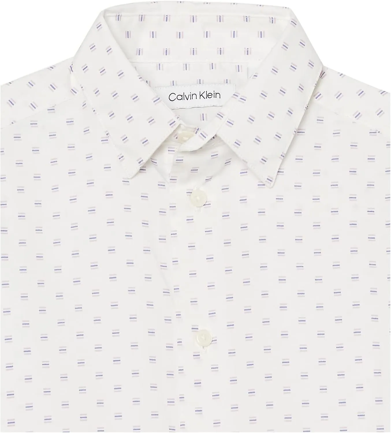 Calvin Klein Boy's Long Sleeve Patterned Dress Shirt, Button-down Style With Cuffs & Shirttail Hem