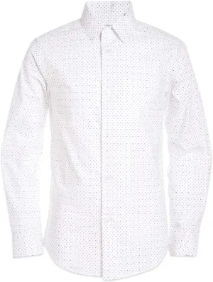 Calvin Klein Boy's Long Sleeve Patterned Dress Shirt, Button-down Style With Cuffs & Shirttail Hem