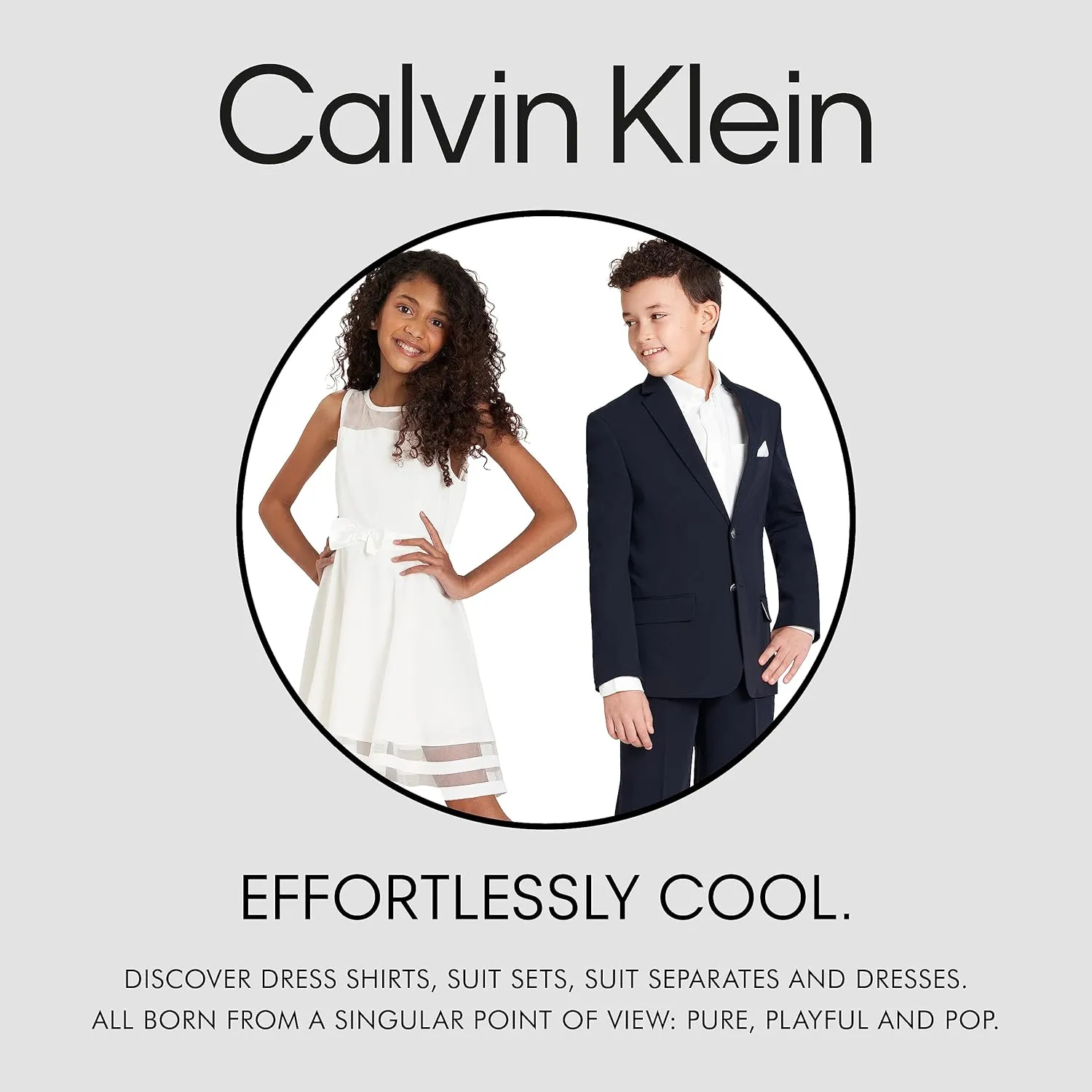 Calvin Klein Boy's Long Sleeve Patterned Dress Shirt, Button-down Style With Cuffs & Shirttail Hem