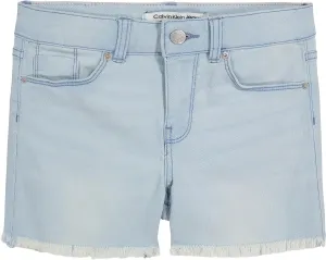 Calvin Klein Girls' Boyfriend Fit Stretch Denim Jean Shorts