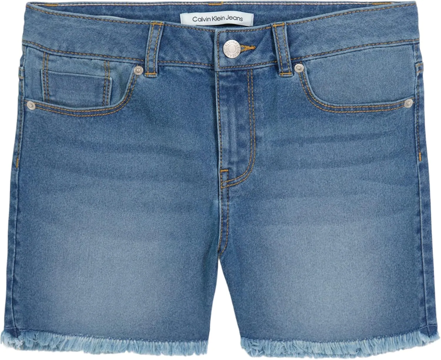 Calvin Klein Girls' Boyfriend Fit Stretch Denim Jean Shorts