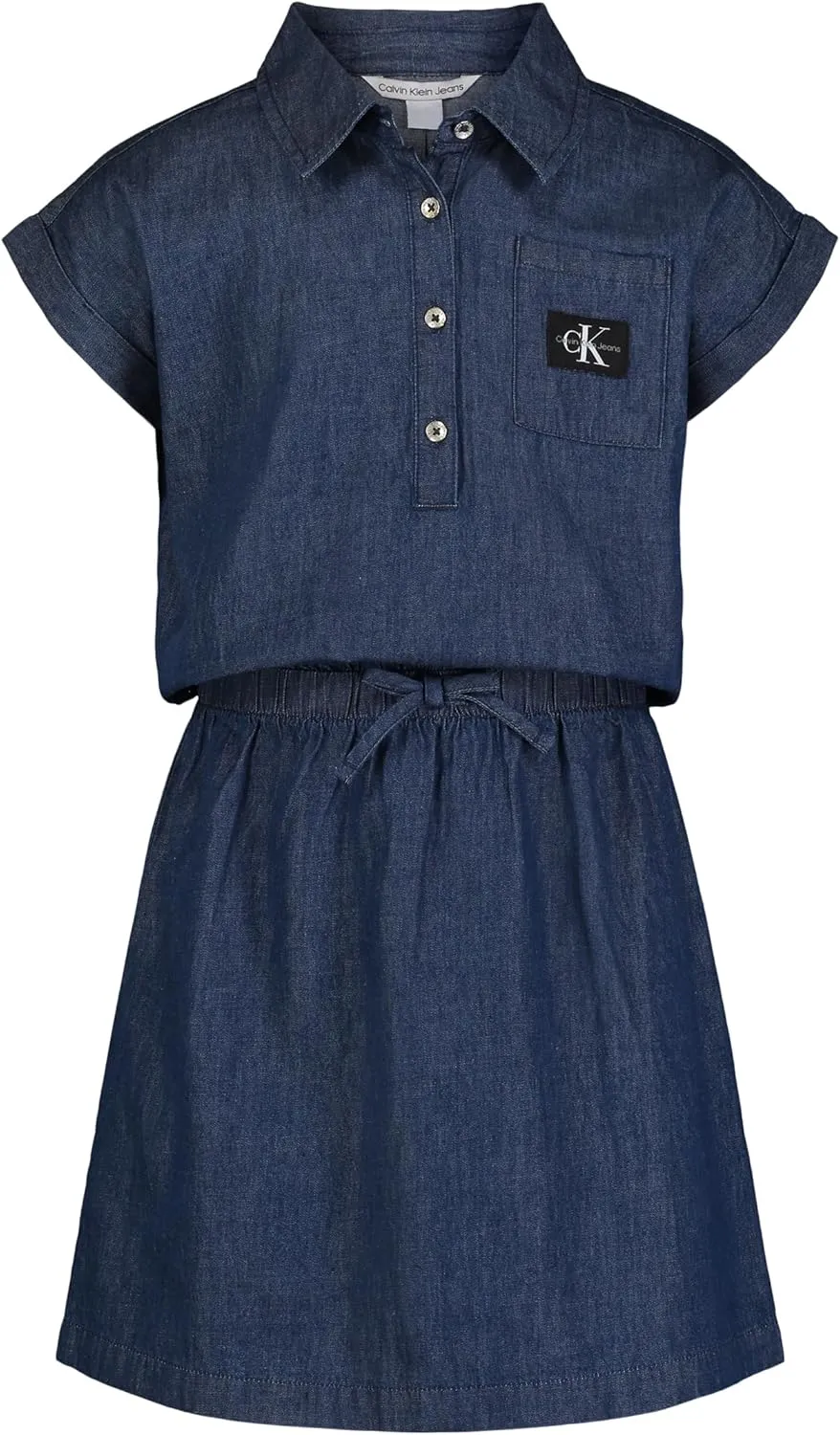 Calvin Klein Girls' Short Sleeve Chambray Denim Shirt Dress