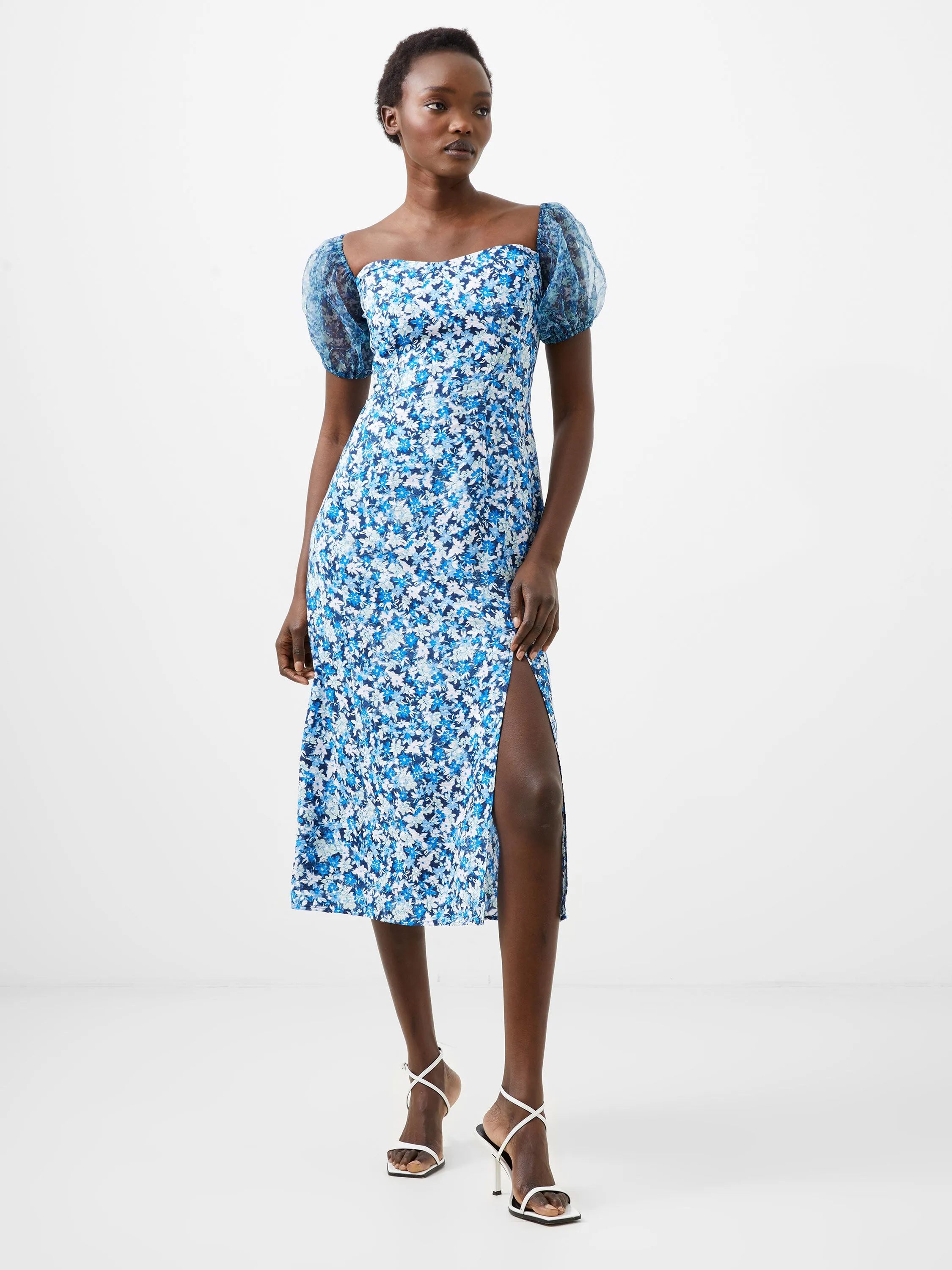 Clara Textured Puff Sleeve Dress