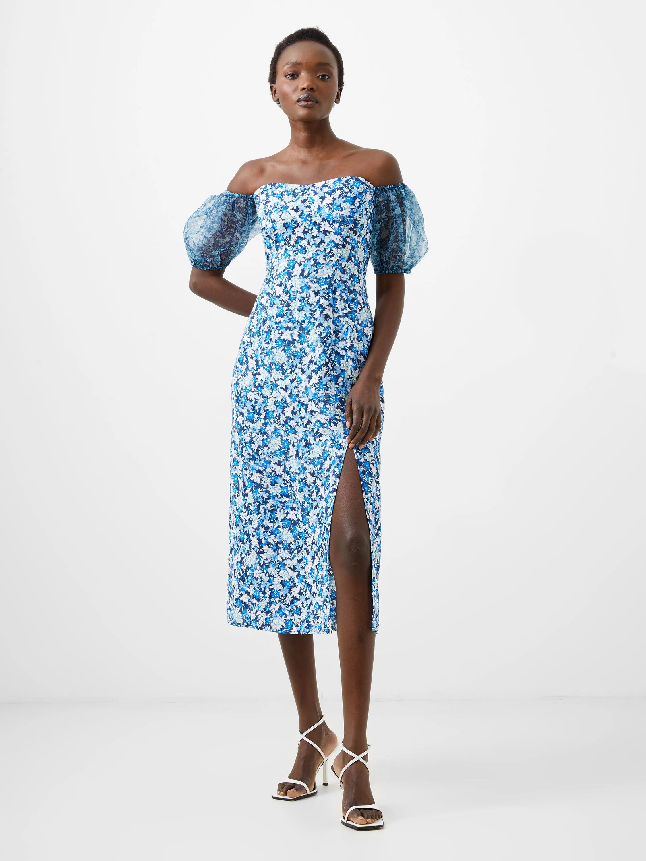 Clara Textured Puff Sleeve Dress