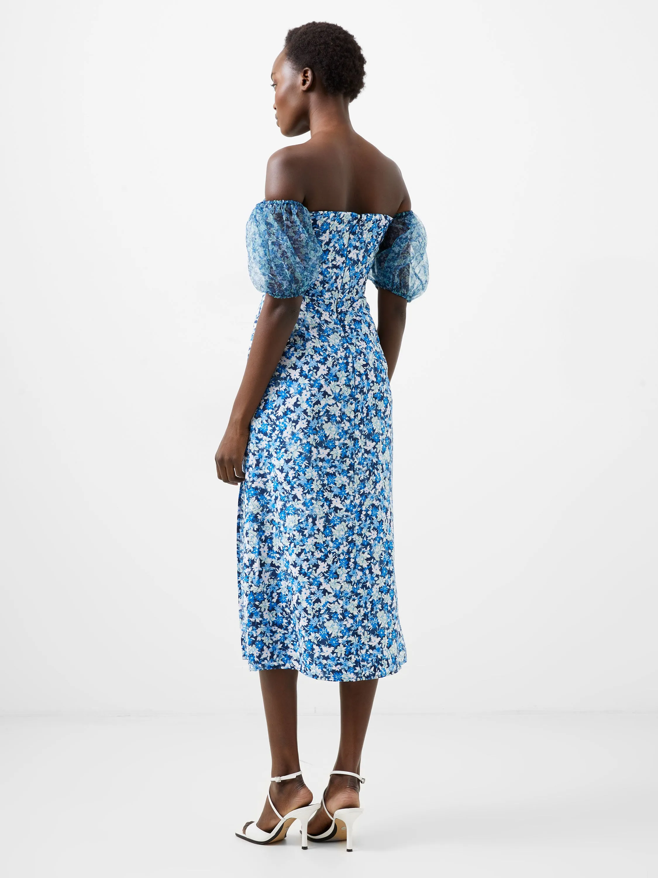 Clara Textured Puff Sleeve Dress