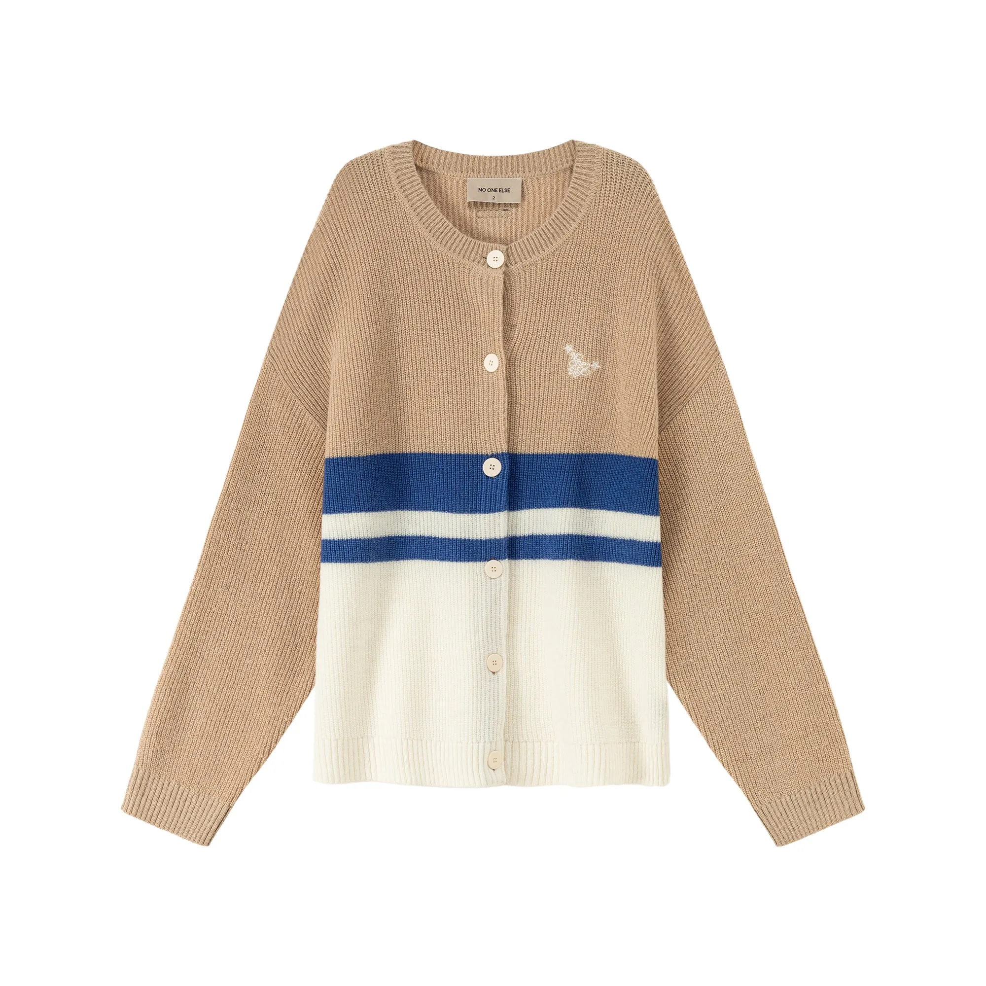 Contrast Stripes Knit Button Cardigan