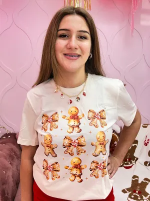 Coquette Gingerbread Man and Bows Graphic Tee
