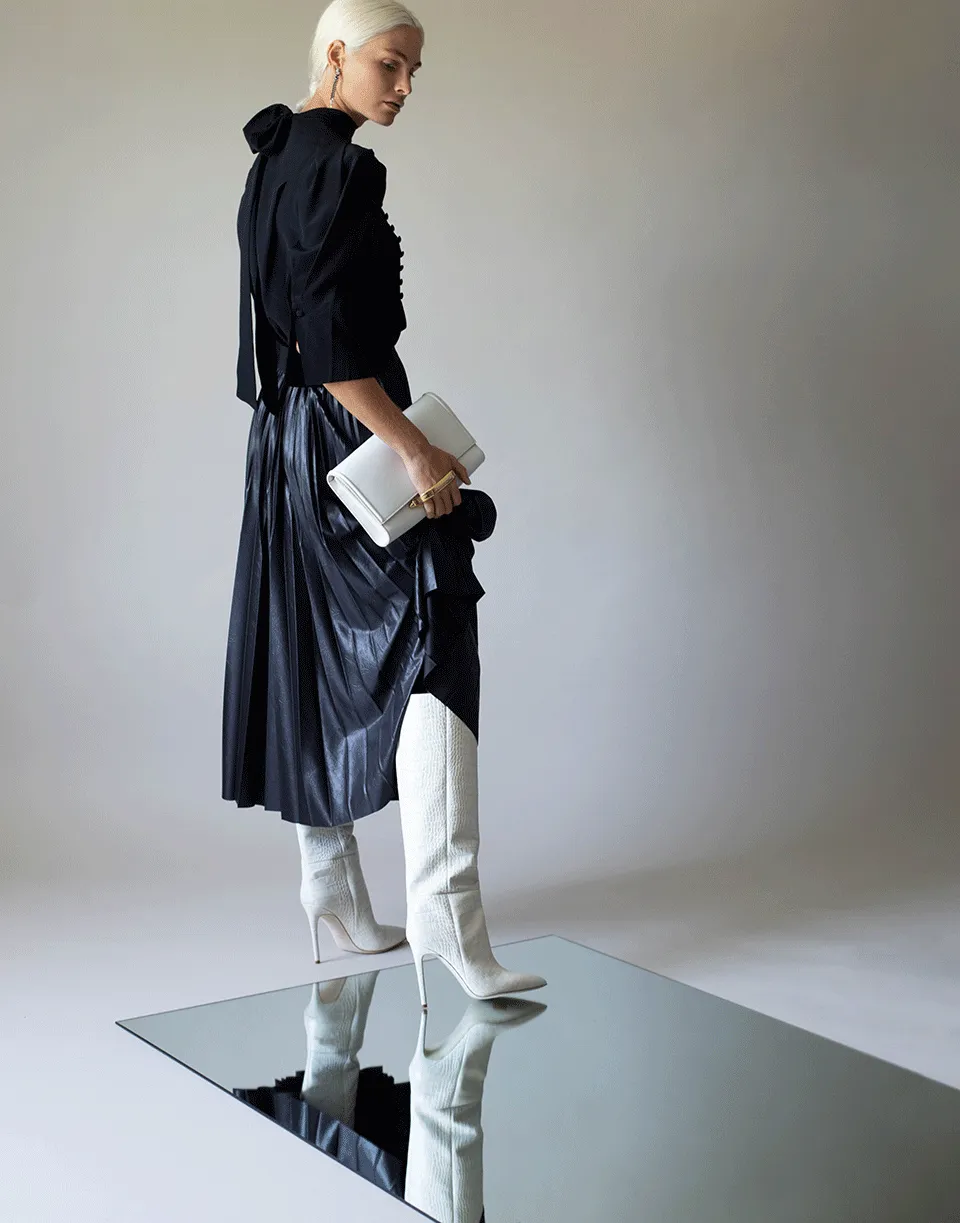 Crepe de Chine 3/4 Sleeve Buttoned Blouse