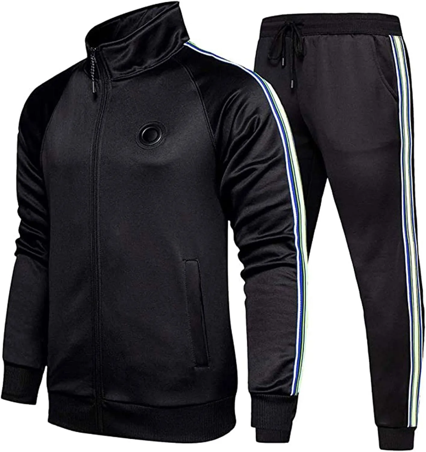 Fashion Sweatsuits for Men Loose Fit Soft Cotton Tracksuit Full Zip Jacket Cinch Bottom Jogger Pant with Pockets Drawstring