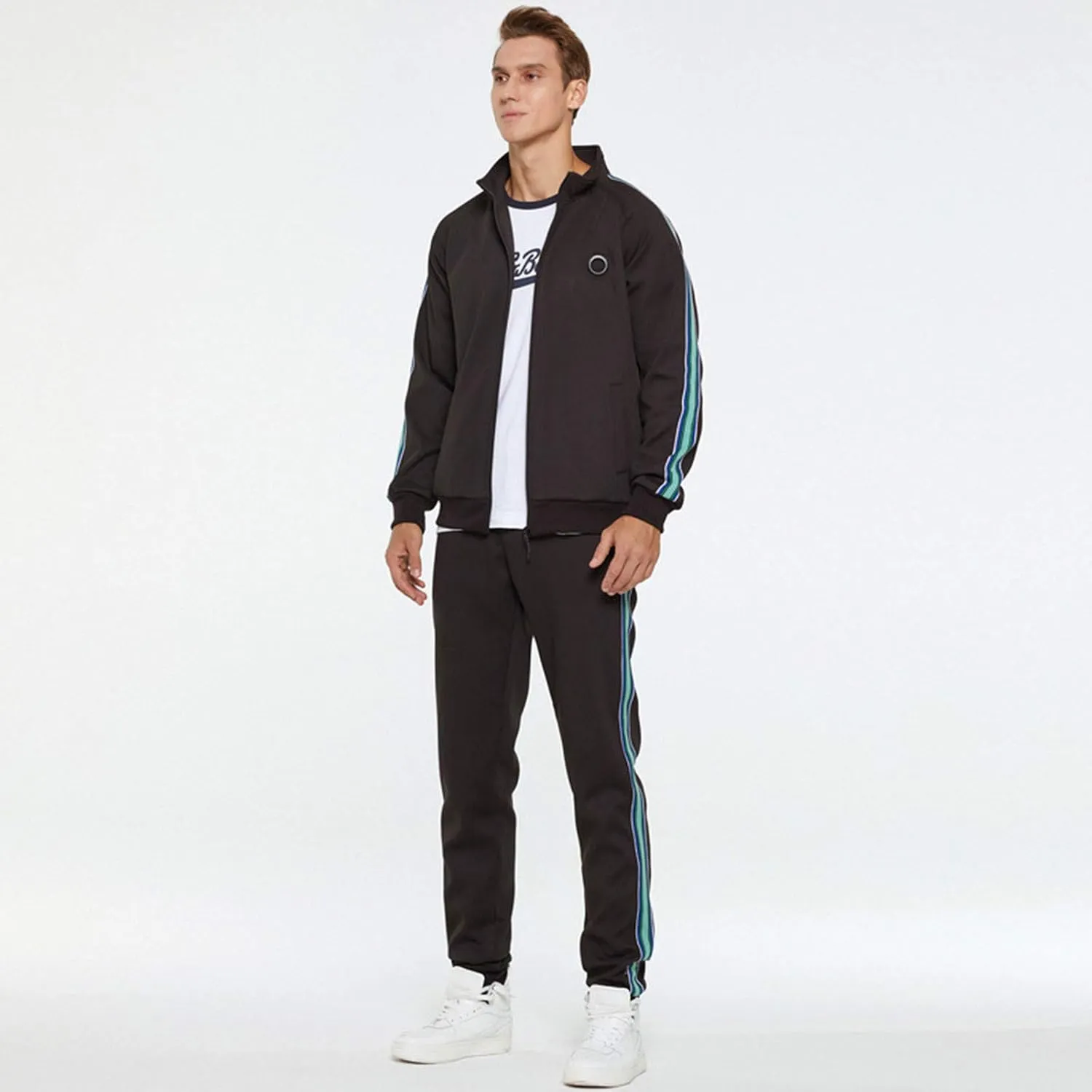 Fashion Sweatsuits for Men Loose Fit Soft Cotton Tracksuit Full Zip Jacket Cinch Bottom Jogger Pant with Pockets Drawstring