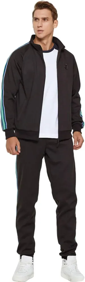 Fashion Sweatsuits for Men Loose Fit Soft Cotton Tracksuit Full Zip Jacket Cinch Bottom Jogger Pant with Pockets Drawstring