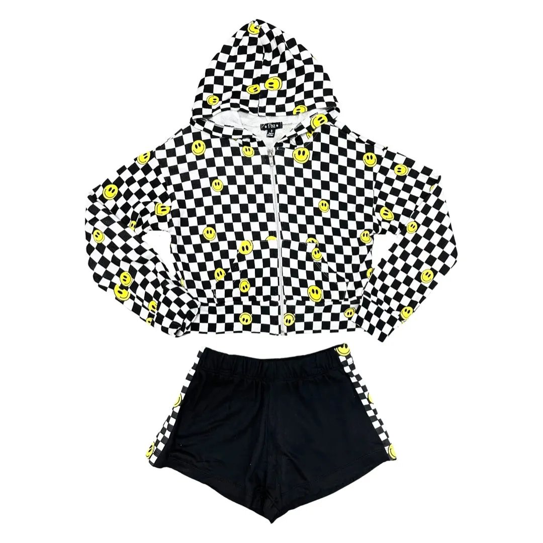 FBZ Smiley Check Zip Up Hoodie