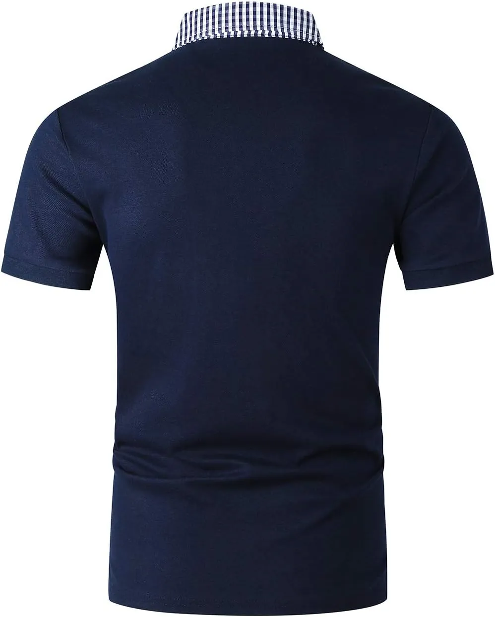 GHYUGR Men's Polo Shirts Short Sleeve Slim Fit Polo Casual Plaid Splice T-Shirts