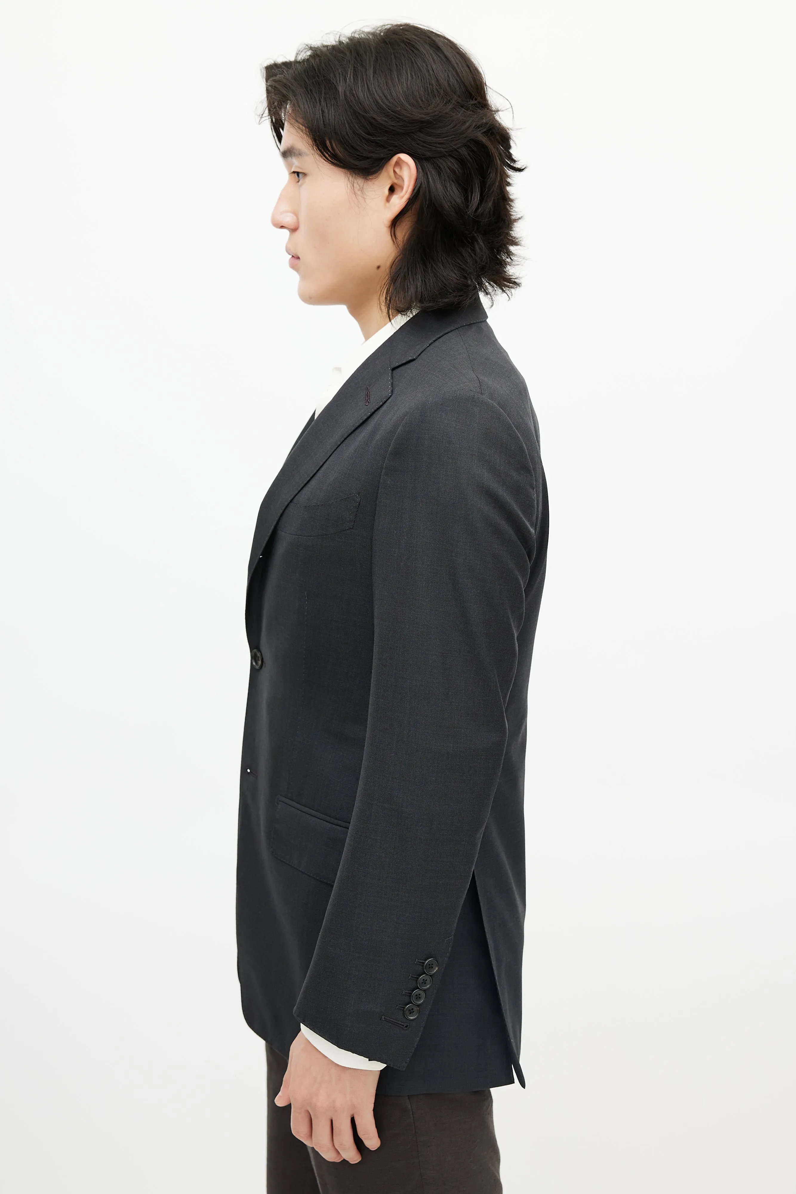 Grey Wool Four Pocket Blazer