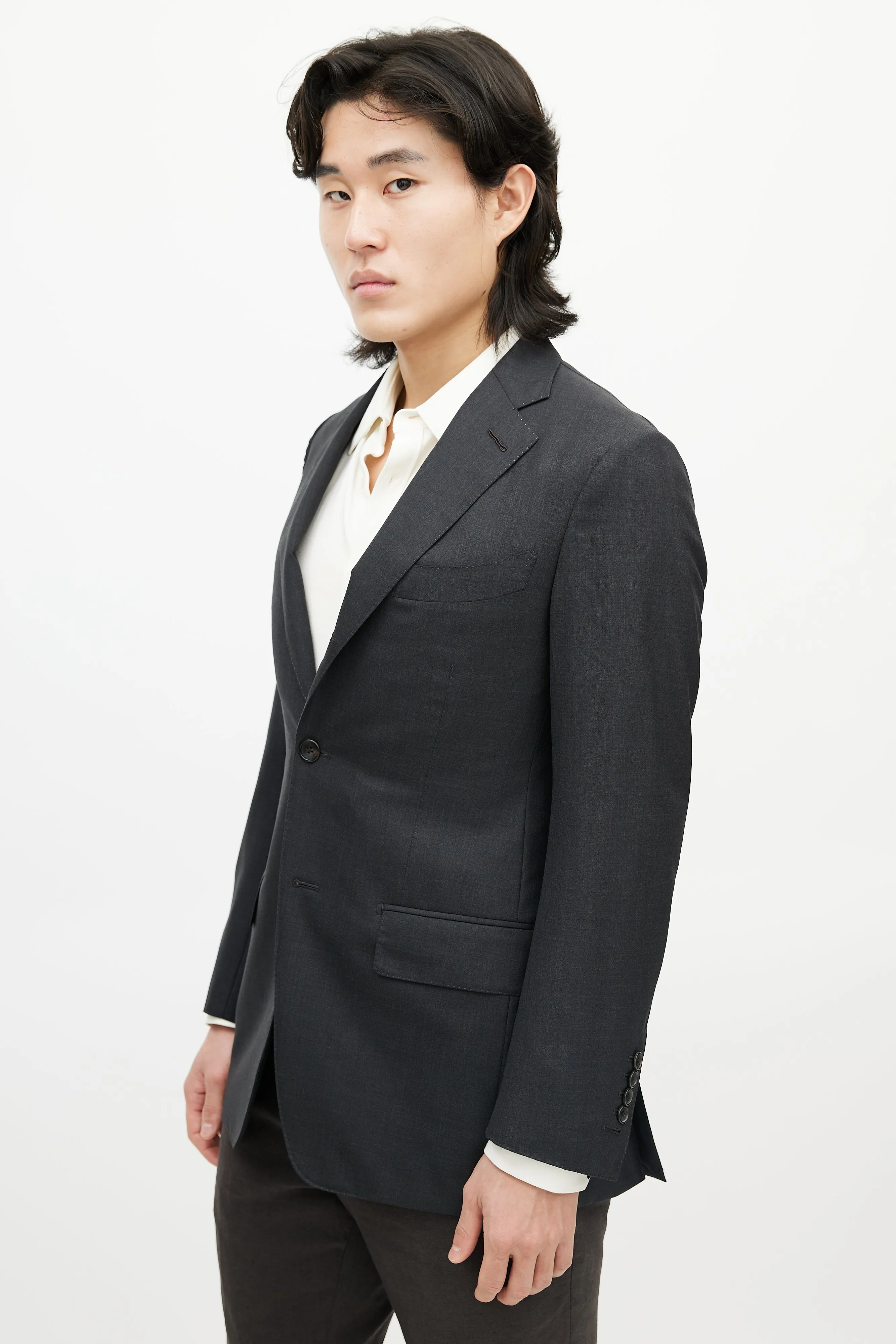 Grey Wool Four Pocket Blazer
