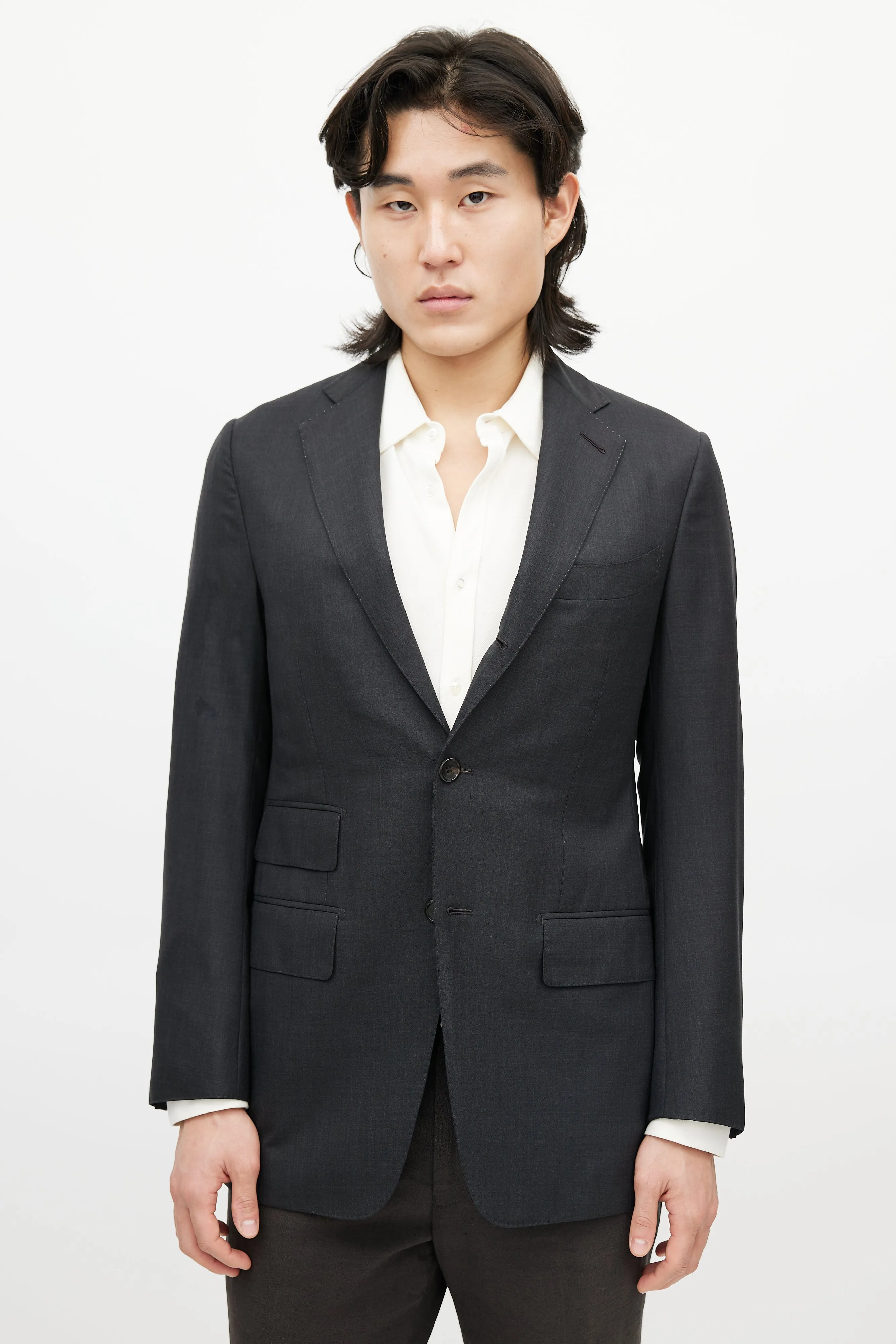 Grey Wool Four Pocket Blazer