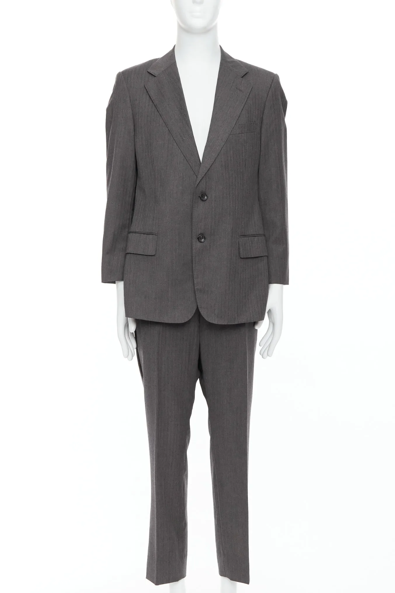 GUCCI Vintage grey stripe cropped sleeve blazer suit IT52 XL