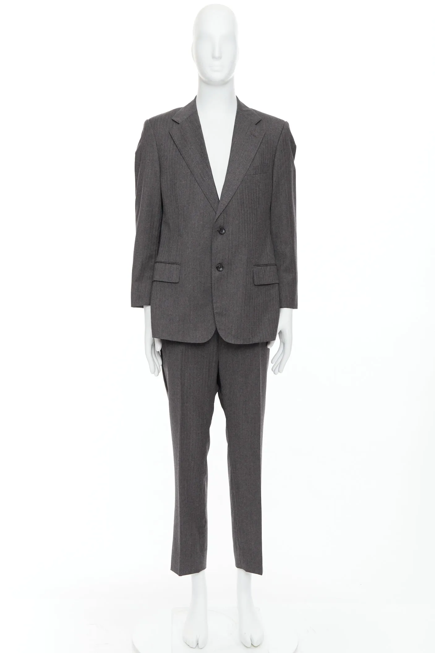 GUCCI Vintage grey stripe cropped sleeve blazer suit IT52 XL