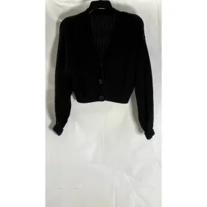H&M Women's Black Rib Knit Three-Button V-Neck Cardigan SZ M